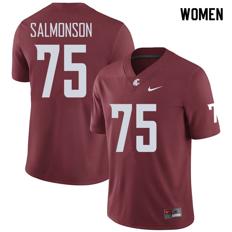 Women #75 B.J. Salmonson Washington State Cougars College Football Jerseys Sale-Crimson - Click Image to Close